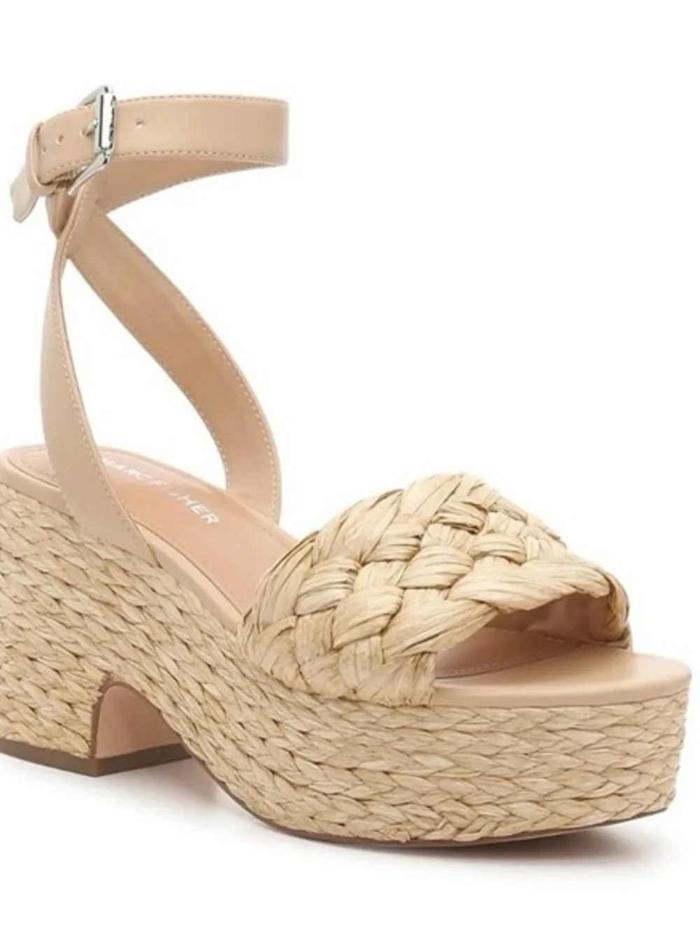 Marc Fisher Steel Sandal Raffia Size 9